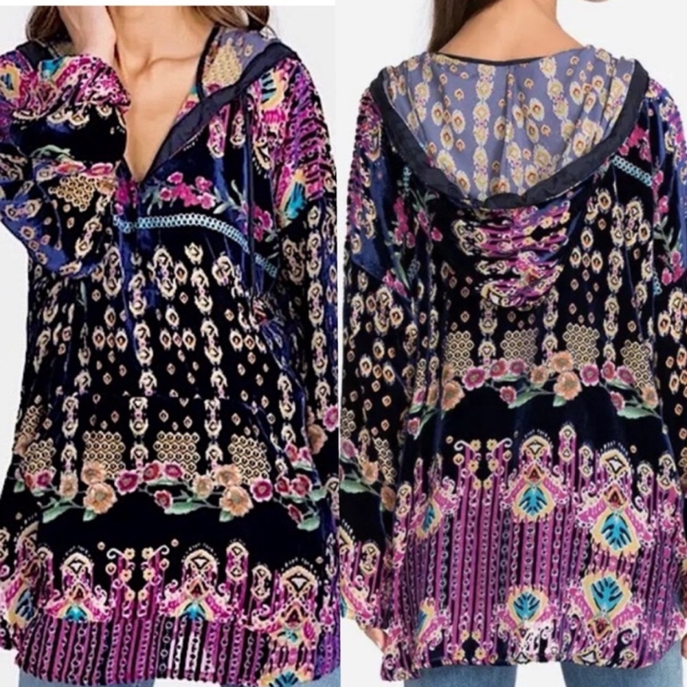 JOHNNY WAS Summer Melina Velvet Burnout Tunic NWT